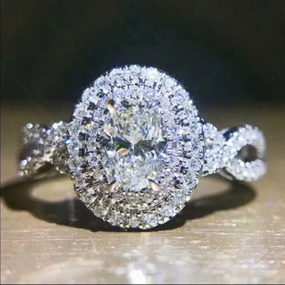 New 925 Silver Engagement Delicate Diamond Ring 💍